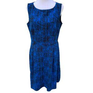 Anne Klein Sleeveless Dress Midi Career Blue / Black, Zipper, Lined, size 12